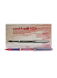 Uniball 12-Piece Eye UB-157 Fine Rollerball Ink Pen, Red