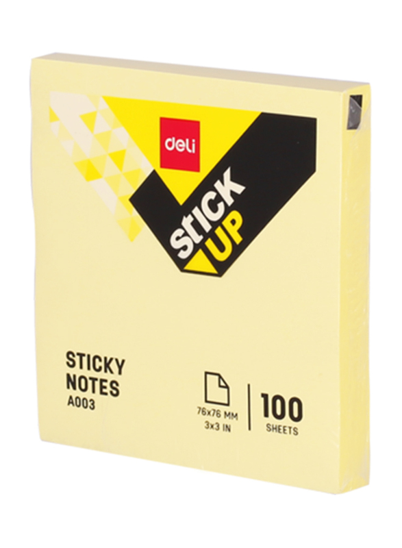 Deli EA00353 Sticky Notes, 3 x 3-inch, Yellow