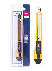 Deli E2031 9mm Cutter Knife, 12 Pieces, Yellow/Black
