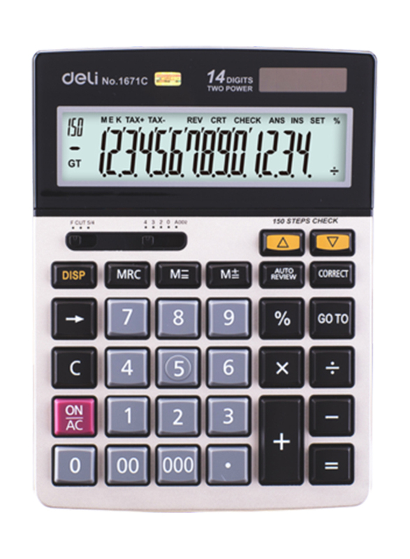 Deli E1671C 14 Digit Calculator, Silver