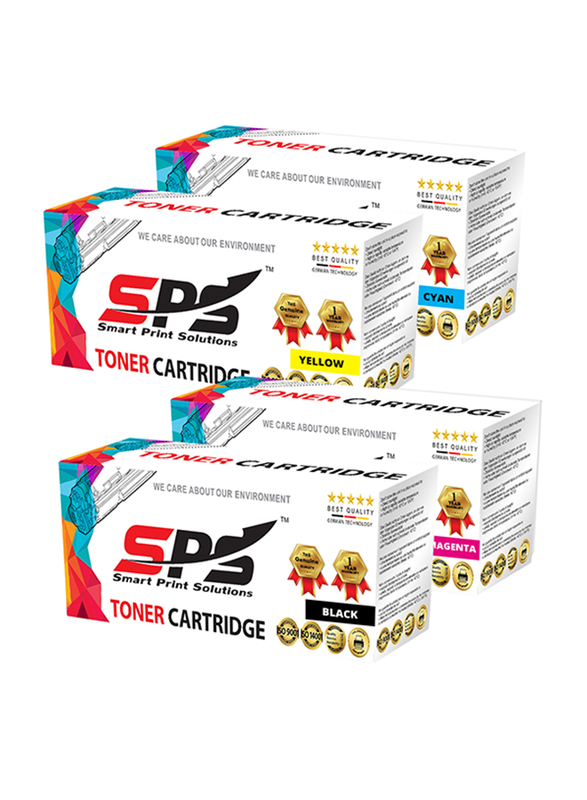 Smart Print Solutions HP CE410A CE411A CE412A CE413A 305A Black and Tri-Color Toner Cartridges, 4 Pieces