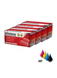 Wintone Canon CRG045-BK\C\M\Y Black and Tri-Color Laser Toner Cartridge Set, 4 Pieces