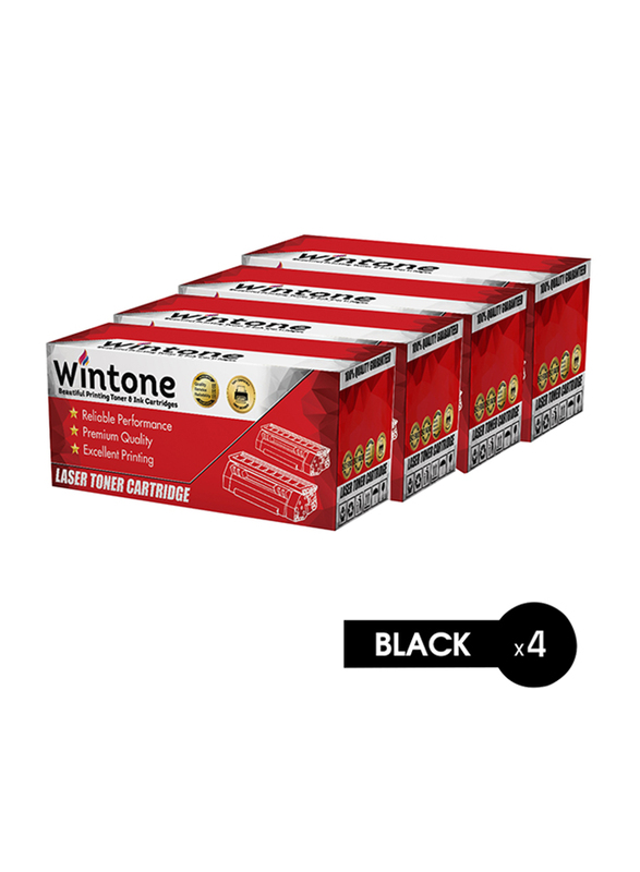 Wintone HP CE505A CRG719 Black Laser Toner Cartridge Set, 4 Pieces