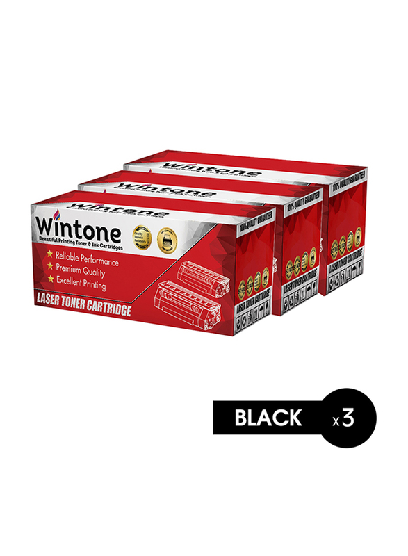 Wintone Brother TN2220 450 Black Laser Toner Cartridge Set, 3 Pieces