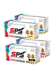 Smart Print Solutions HP CF350A CF351A CF352A CF353A CF130A Black and Tri-Color Toner Cartridges, 4 Pieces