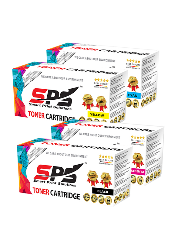 Smart Print Solutions CE740A CE741A CE742A CE743A 307A Black and Tri-Color Compatible Toner Cartridge, 4-Pieces