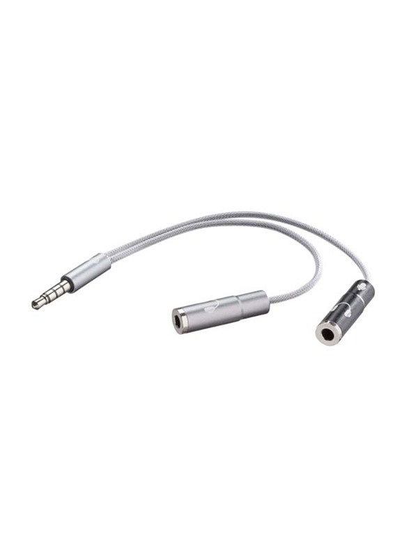 Cellular Line 15-cm Utility Audio Splitter, 3.5 mm Jack Male to 3.5 mm Jack, Silver