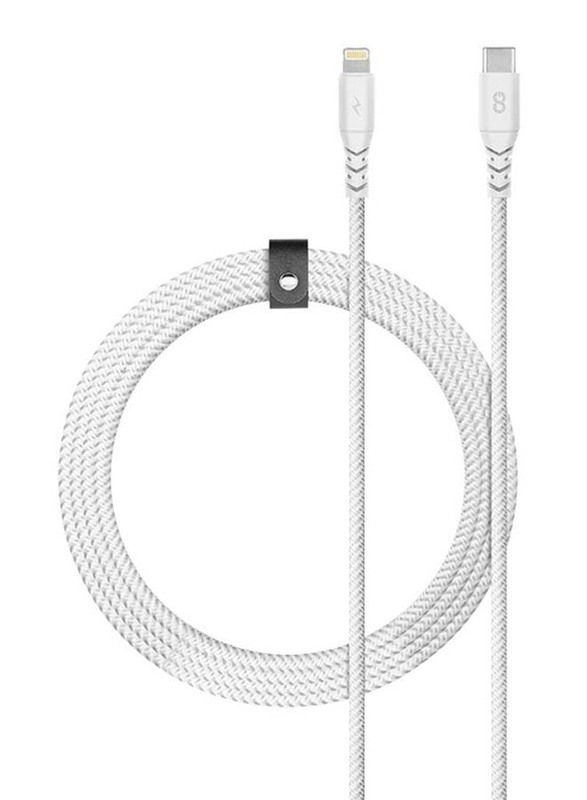 Logiix 1.5-Meter Piston Armour Lightning Cable, USB Type-C Male to Lightning for Apple Devices, White