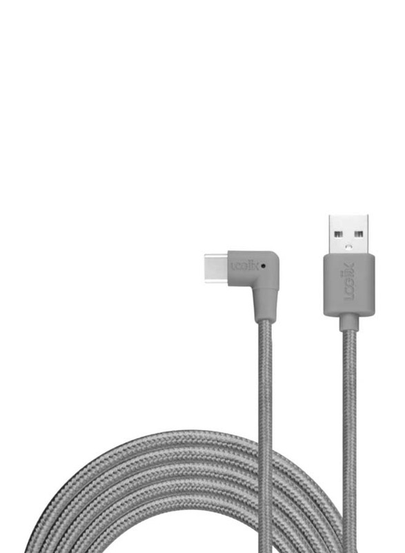 Logiix 3-Meter Piston Connect Xl90 Cable, USB Type A Male to USB Type-C for Macs/PC, Grey