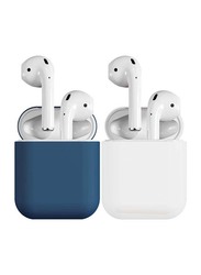 Logiix 2-Piece Peels Apple Airpods Silicone Case Set, Navy Blue/White