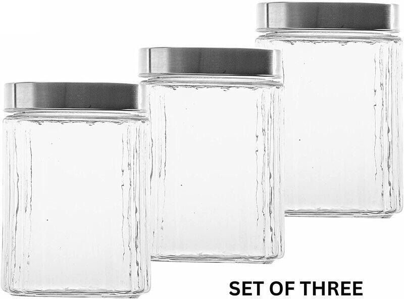 

Viodrop VOIDROP Airtight Glass Jar,Glass Canister Mesh pattern,Jar with Glass and knob lid (40 oz) 1200ML, Clear Food Storage Container Jar with silver Lid fo