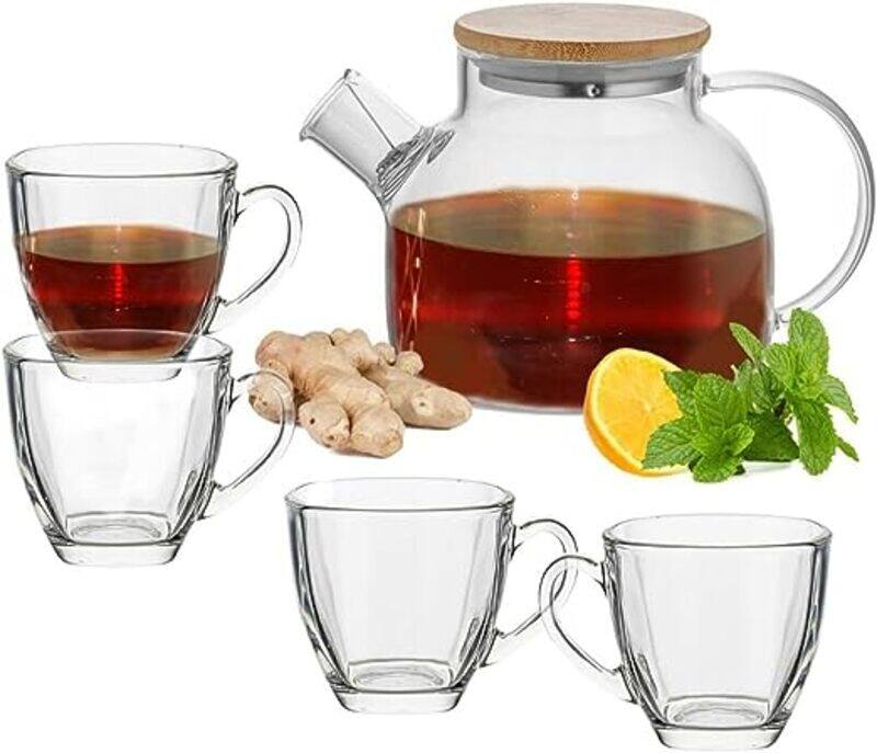 

Genric Voidrop Glass Teapot set of 5 Stovetop SafeClear Teapots with Removable Filter Spout,Teapot for Loose Leaf and Blooming Tea