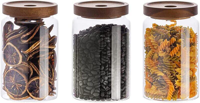 

Viodrop VOIDROP-400ML, Airtight Glass Storage Jar with Wood Air-tight Lid ,3 Pack Glass Kitchen Canisters, Pantry Organization, Ideal for Coffee, Nuts, Cookie