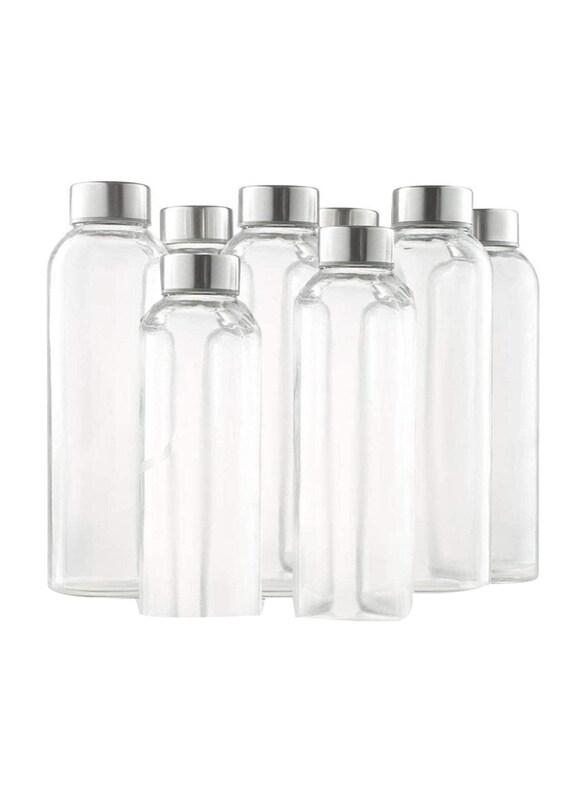 

Voidrop 8-Piece 500ml Glass Water Bottles with Cap, Clear