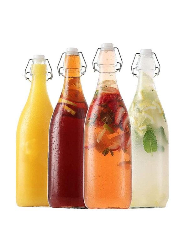 

Voidrop 4-Piece 1L Flip Swing Top Glass Bottle, Clear