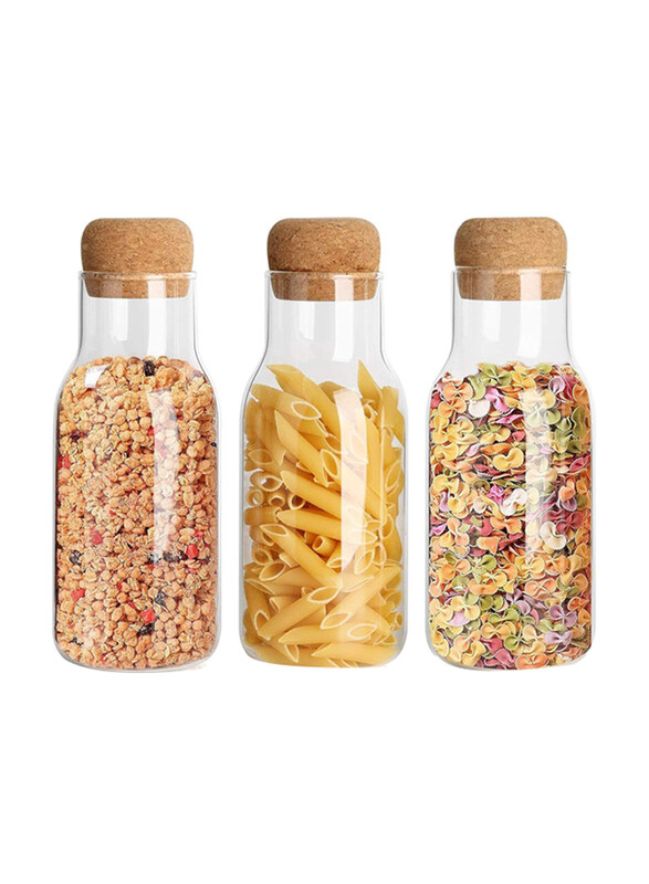 

Voidrop 3-Piece 600ml Glass Bottle with Cork, Clear