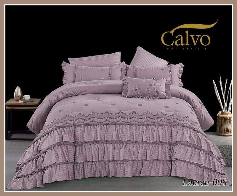 

Calvo 7-Piece Microfiber Embroidered Comforter Set, 1 Comforter + 1 Fitted sheet + 2 Pillow Cases + 2 Pillow Shams + 1 Cushion, King, Pink