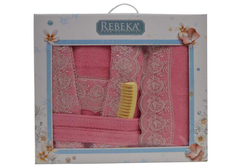 

Rebeka Terry Guipure Bathrobe Set, 5 Pieces, Pink