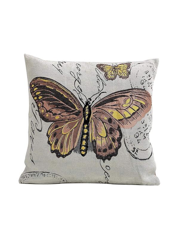 

Md Yellow Butterfly Printed Cushion Cover with Concealed Zip Fastening, Multicolour