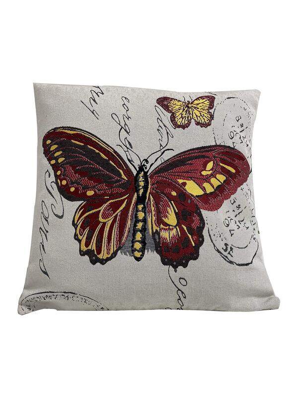 

Md Red Butterfly Printed Cushion Cover with Concealed Zip Fastening, Multicolour