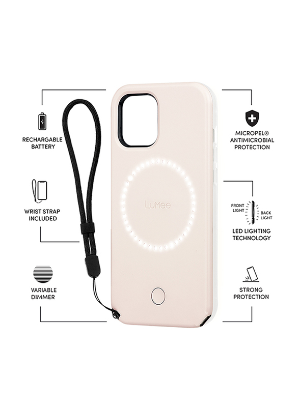 Lumee Halo Selfie Apple iPhone 12 Mini Case, Millenial Pink