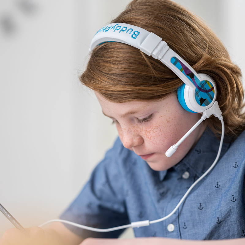 BuddyPhones School Plus Kids Wired On-Ear Headphones, Blue
