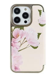 Ted Baker Apple iPhone 15 Pro Max Rich Vegan Leather Flower Placement Mobile Phone Case Cover, Multicolour