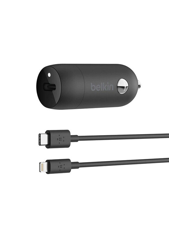 

Belkin Boost Charge USB Car Charger, with USB Type-C to Lightning Cable, 20W, Black