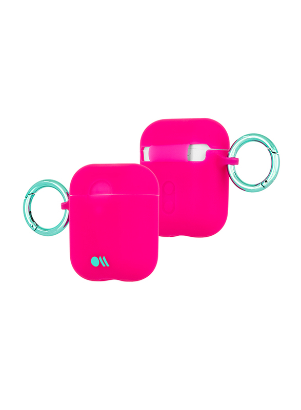 Case-Mate Hook Ups Case with Neck Strap for Apple AirPods, Fushia Dark Pink