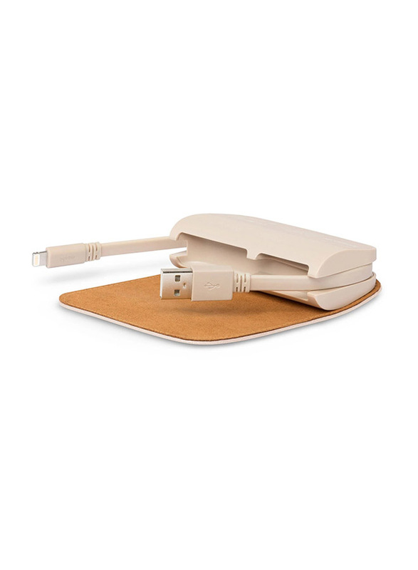 Moshi 5000mAh IonGo Power Bank with Built-in USB A & Lightning Cable, Ivory White