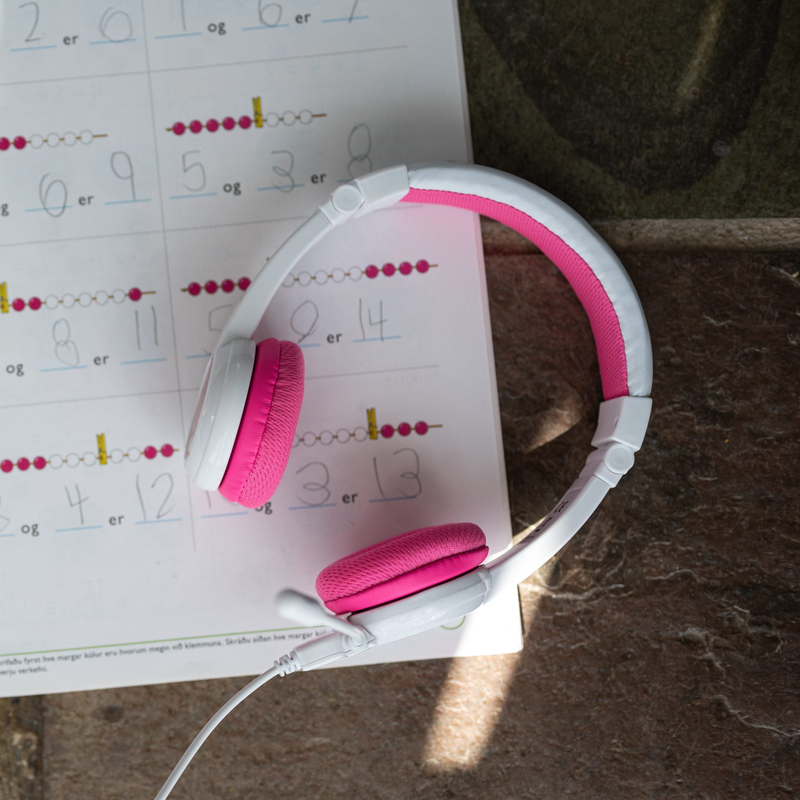 BuddyPhones School Plus Kids Wired On-Ear Headphones, Pink