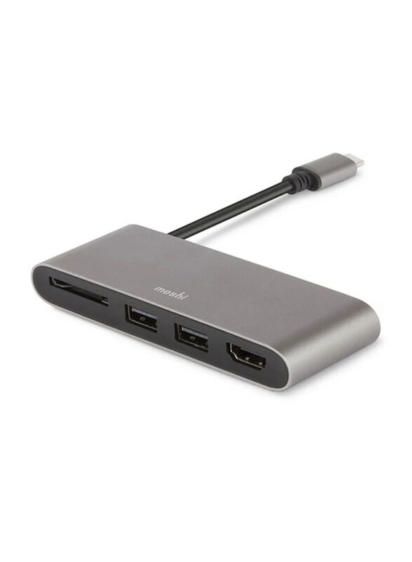 

Moshi Multiport Adapter, 3A HDMI/USB Type A/SD Card to USB Type-C, Titanium Gray