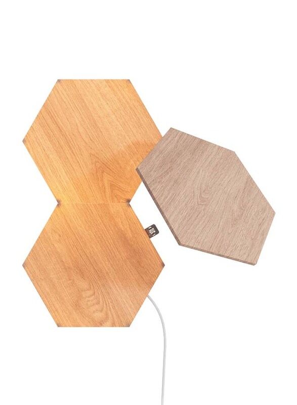 

Nanoleaf Elements Birchwood Hexagons Expansion Smart WiFi LED Panel System with Music Visualizer, 3 Packs, Beige/Brown