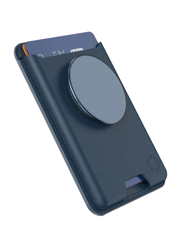 

PopSockets Apple iPhone 15/14/13/12 Leather MagSafe Pop Wallet Card Holder with Grip & Stand, Navy