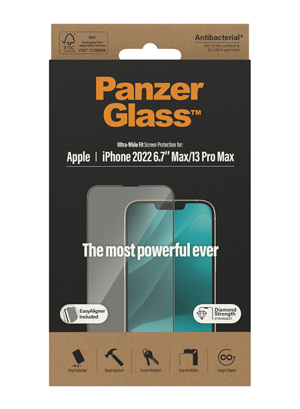 Panzerglass Apple iPhone 14 Plus 2022 Ultra Wide Fit Screen Protector, Black/Clear