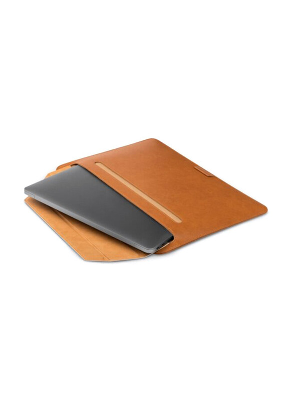 Moshi Muse 3-in-1 Leather Laptop Sleeve with Stand for Apple MacBook Air/Pro 13-inch, Caramel Brown