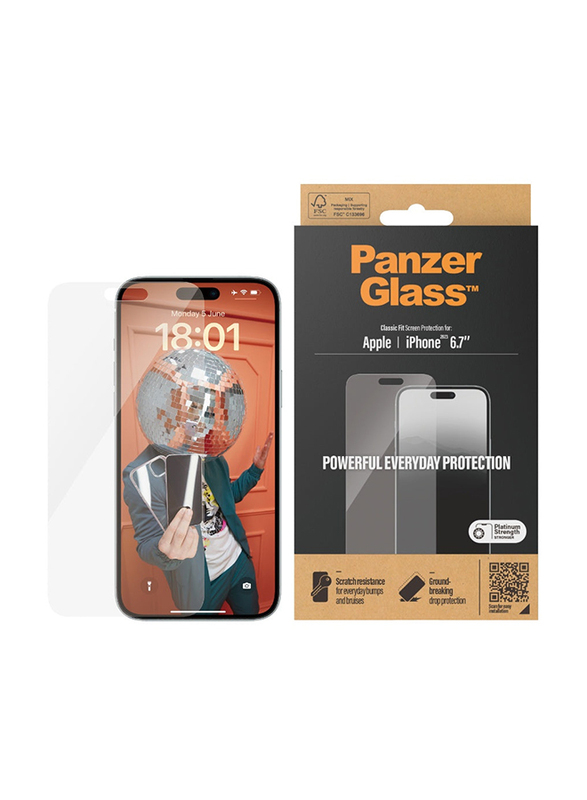 Panzerglass Apple iPhone 15 Plus 2023 Classic Fit Screen Protector , Clear