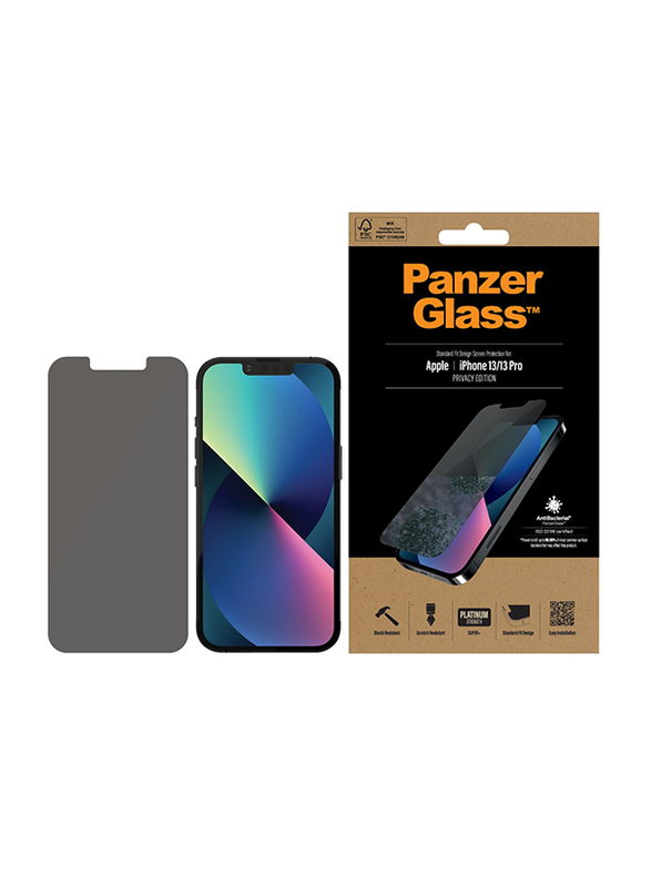 Panzerglass Apple iPhone 13/13 Pro Privacy Standard Fit Tempered Glass Mobile Phone Screen Protector, Black