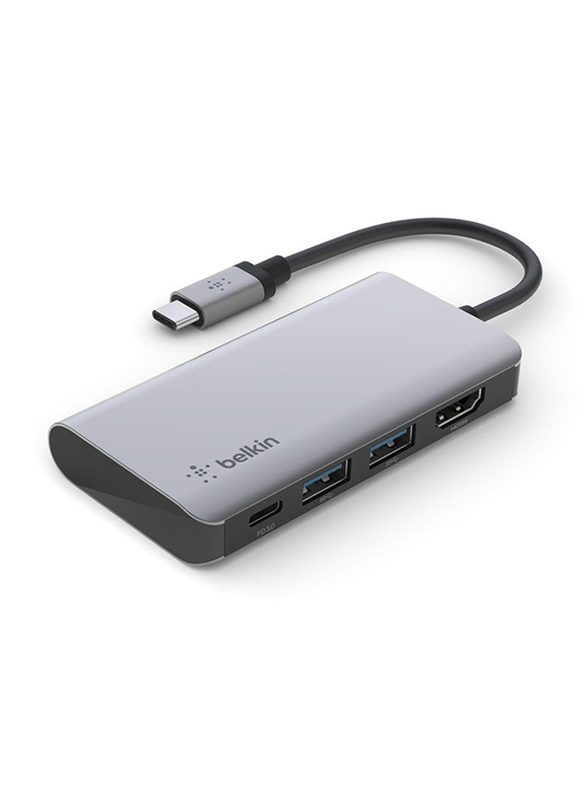 Belkin Connect USB-C 4-in-1 Multiport Hub, Grey