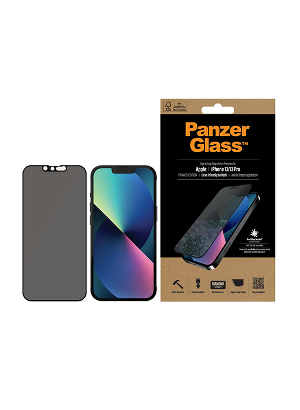 Panzerglass Apple iPhone 13/13 Pro Privacy Edge-to-Edge Frame Mobile Phone Screen Protector, Black