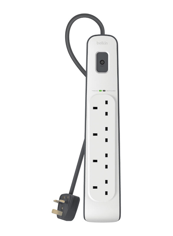 

Belkin 4-Way Surge Protector Extension Socket with 2 Meters Power Cord, White