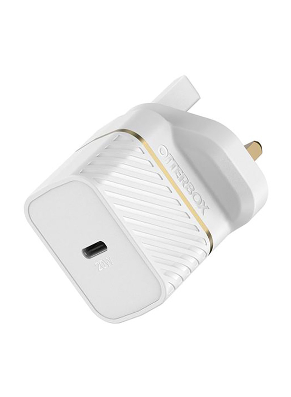 OtterBox 20W Rugged Fast Compact UK Wall Charger for Apple Devices, White