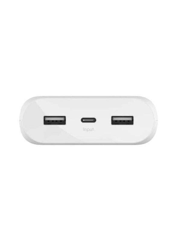 Belkin 20000mAh Boost Charge USB Type-C Power Bank, Powerful 15W Tablet and Smartphone Charger with Cable, White