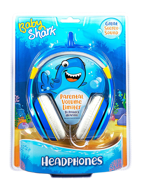 iHome KIDdesigns Baby Shark Wired On-Ear Headphones, Blue