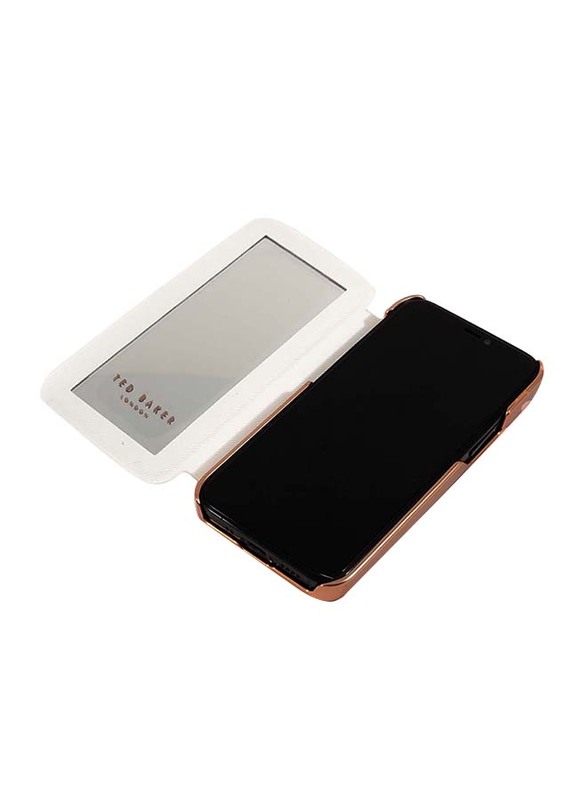 Ted Baker Apple iPhone 12 Mini Jasmine Printed Elegant Book Case with Built-in Mirror, Pink/Rose Gold