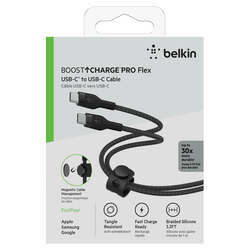 Belkin BoostCharge Pro Flex Braided USB-C to USB-C Charge & Sync Cable 1M Fast Charge Power Delivery, Heavy Duty, for Apple MacBook Air/Pro, iPad Pro/Air/Mini, Samsung Galaxy S23/22 Ultra - Black