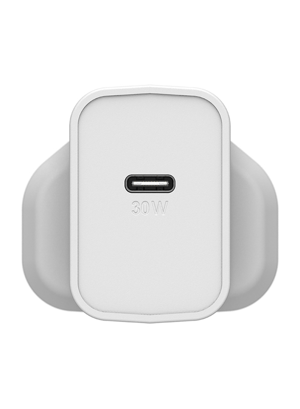 OtterBox 30W Rugged Fast Compact UK Wall Charger for Apple Devices, White
