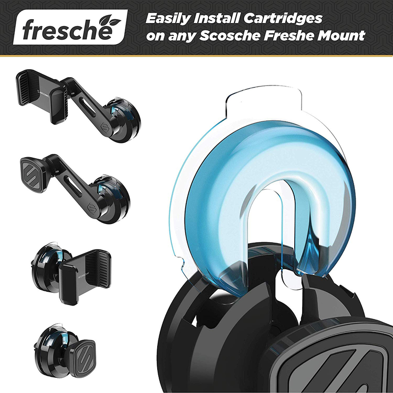 Scosche Universal Fresche Car Mount with 2 Packs Air Freshener Refill Cartridges, New Car Aqua