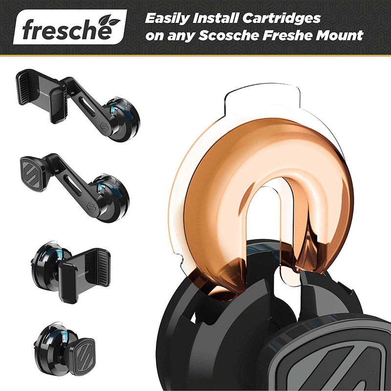 Scosche Universal Fresche Car Mount with 2 Packs Air Freshener Refill Cartridges, Leather Brown