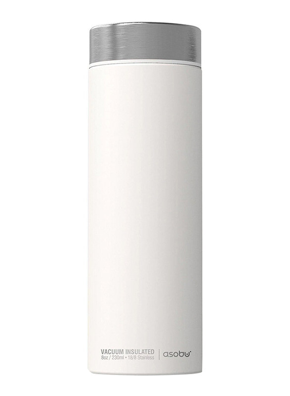 

Asobu 500ml La Baton Vacuum Bottle Travel Stainless Steel Water Tumbler, White/Silver